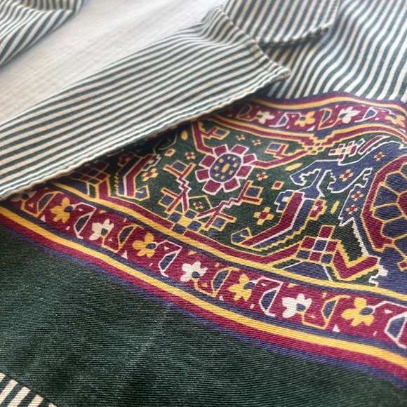 VINTAGE 80’s F Stop Cotton Green Striped Blazer - Picture 2 of 9